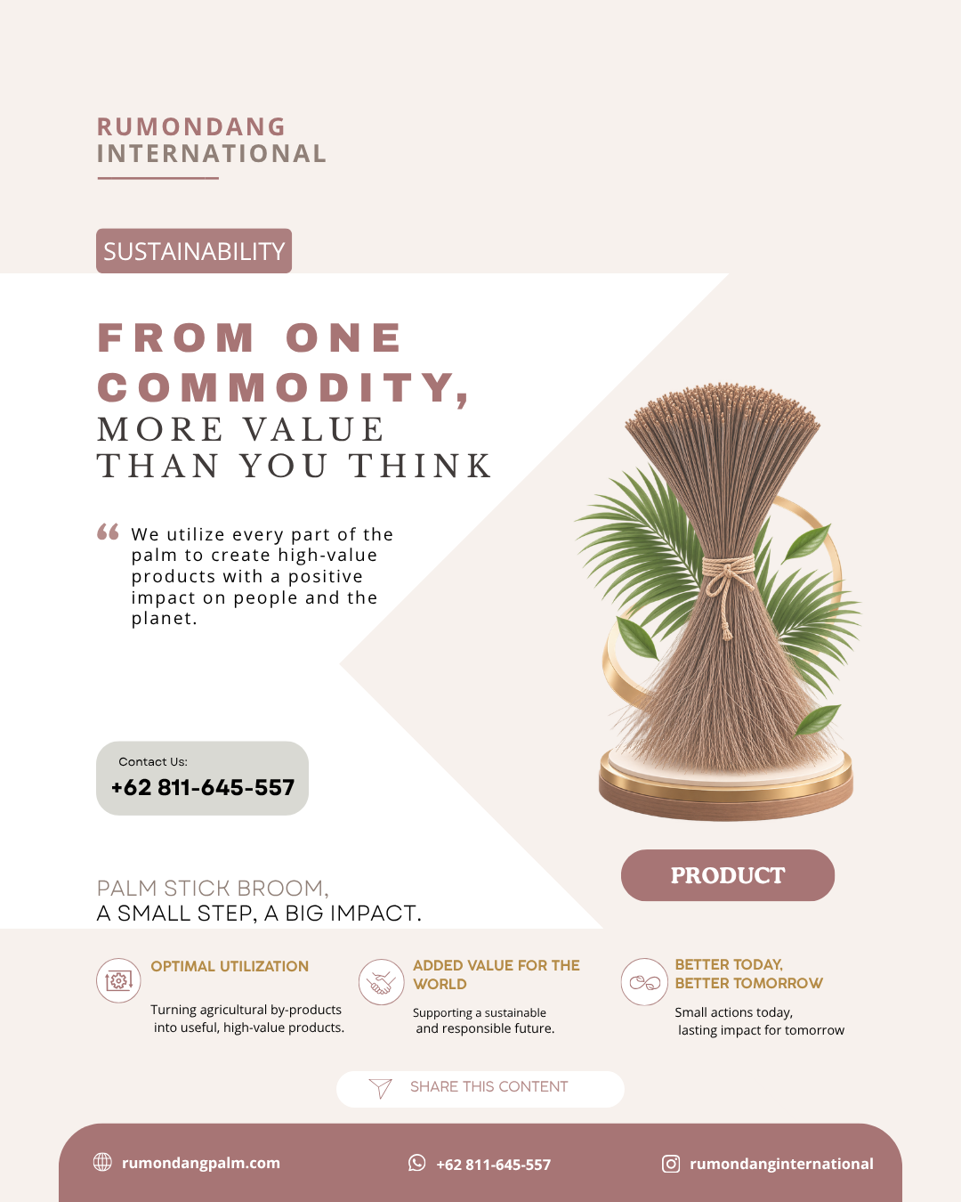 Palm Stick Export, Palm Broom Stick Supplier