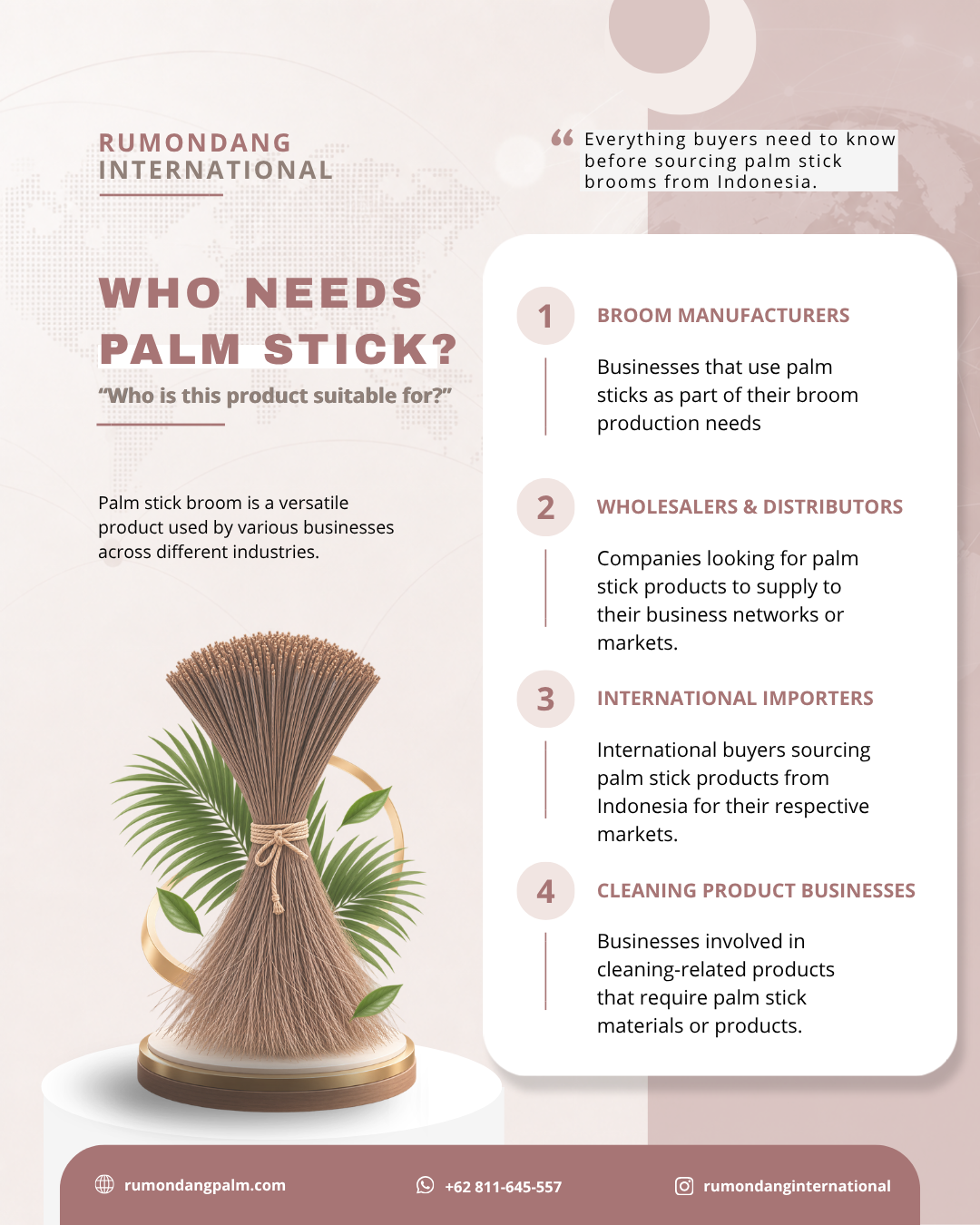 Palm Stick Export, Palm Broom Stick Supplier