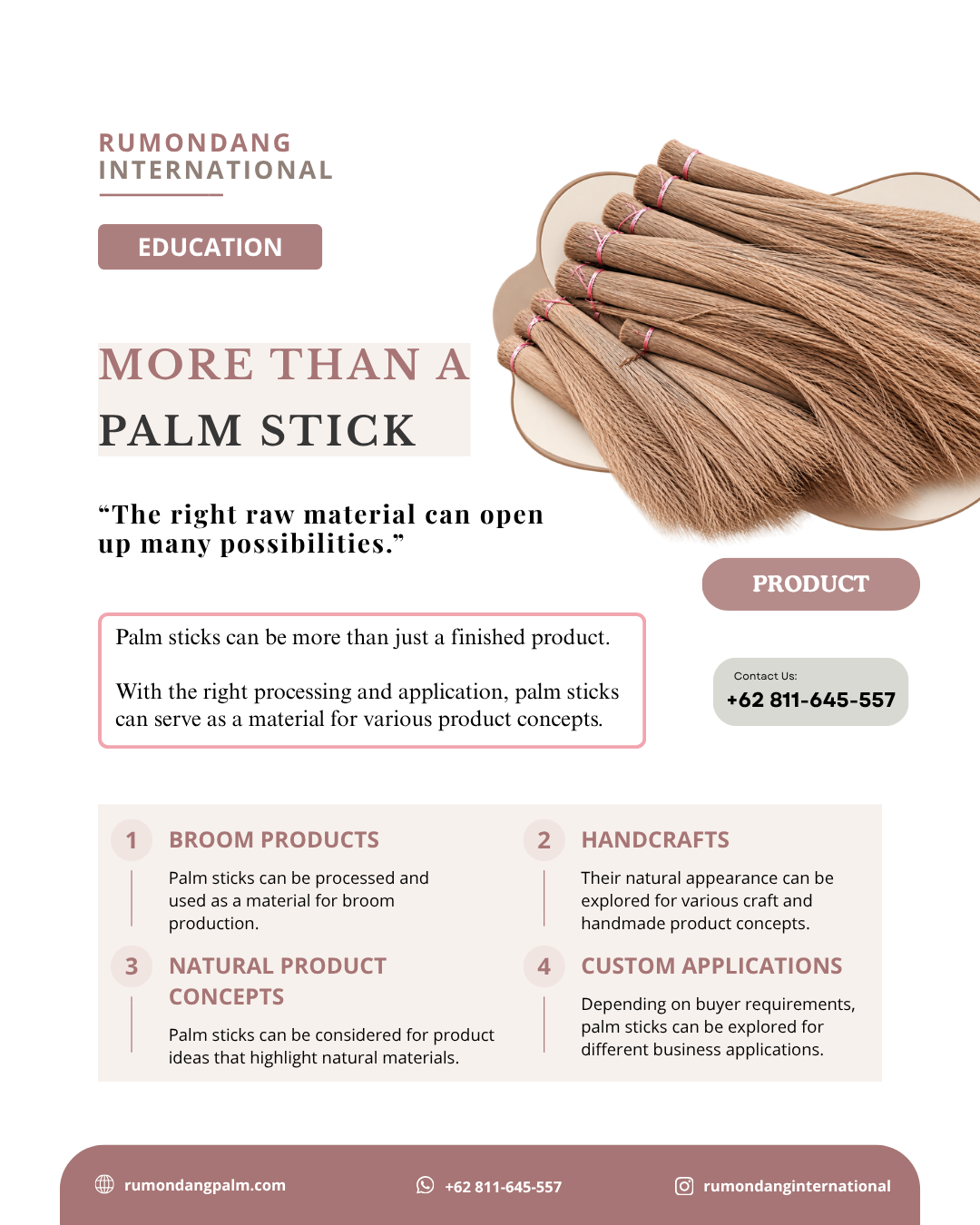 Palm Stick Export, Palm Broom Stick Supplier