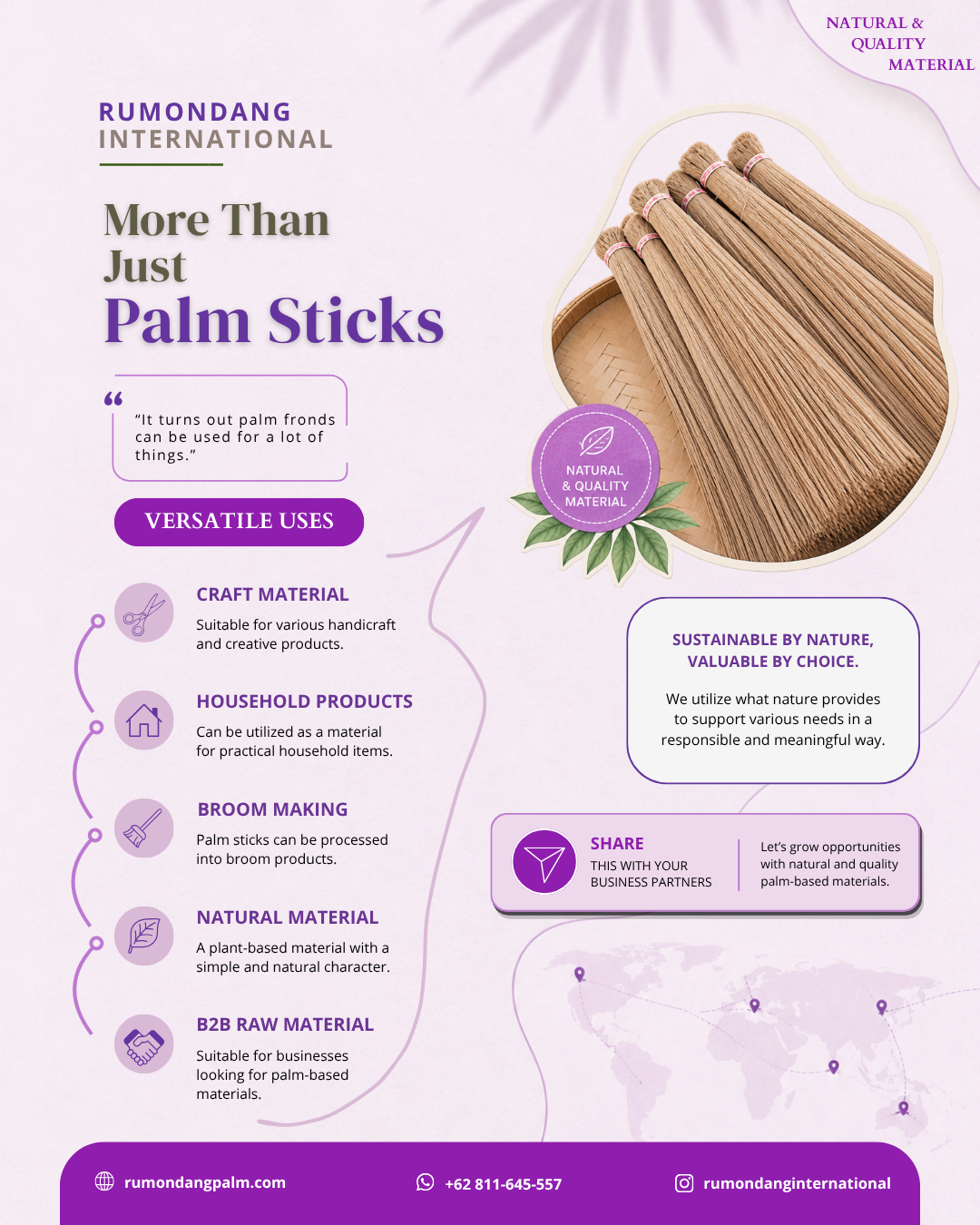 Palm Stick Export, Palm Broom Stick Supplier