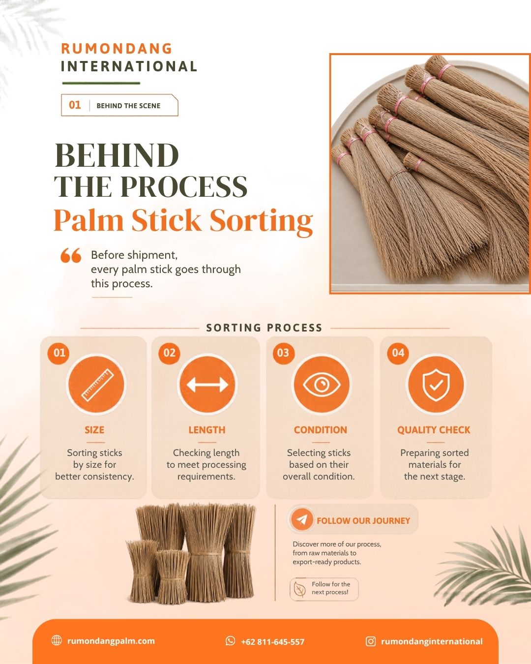 Palm Stick Export, Palm Broom Stick Supplier